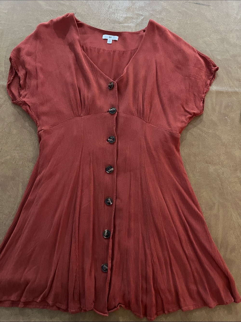 Nordstrom BP Rust Red Button-Front Mini Dress